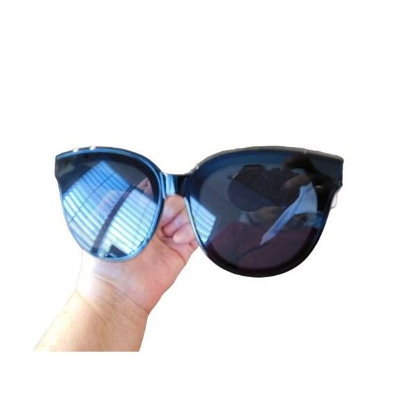 Pinglas Black Cat Eye Black Dark Lens Sunglasses NEW W/Case - Picture 3 of 3